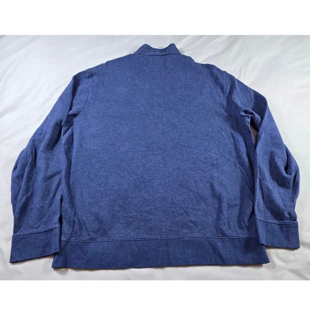 Polo Ralph Lauren Quarter Zip Pullover Men XL Heathered Blue Cotton Blend Mock